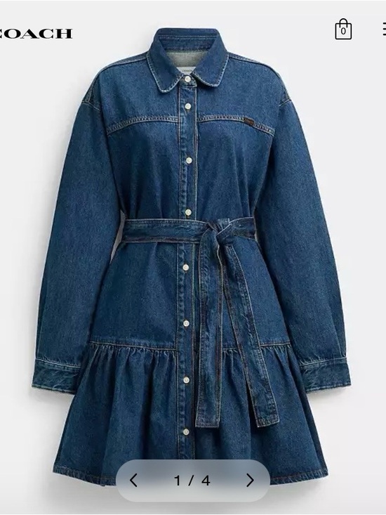 Coach Dresses & Skirts - Coach Indigo Denim Shirt Dress with Waist Tie